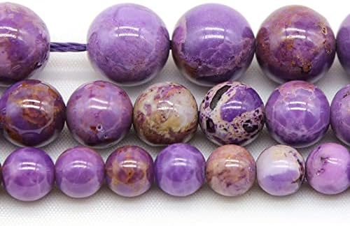 Natural Stone Purple Sugilite Round Loose Spacer Beads for Jewelry Making DIY Bracelet Strand 15" 6 8 10 12mm Pick Size Handmade Crafts (Color : Purple, Item Diameter : 10mm Approx 38beads)