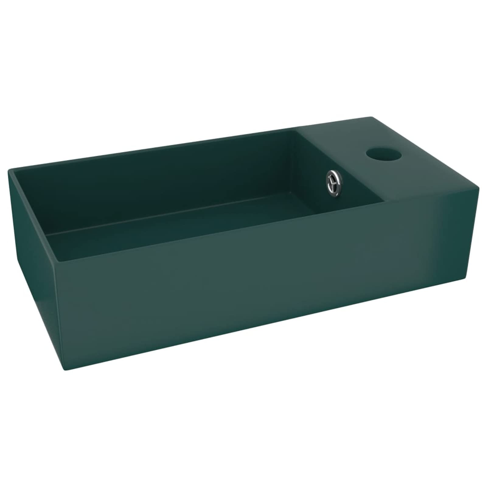 Homgoday Fregadero de baño con desbordamiento de cerámica, color verde oscuro, lavabo de encimera, fregadero para lavabo, lavabo para lavabo, lavabo de baño para guardarropa pequeño, accesorios de