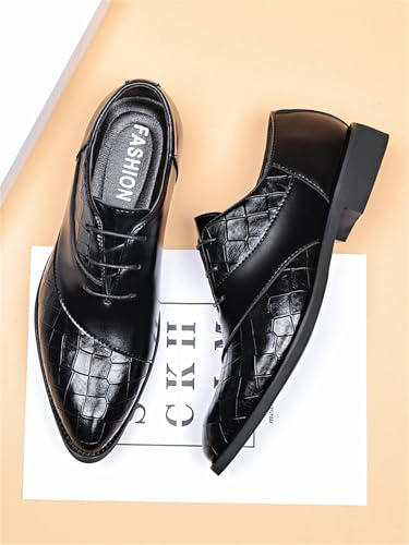 Image of Men's Trendy Dress Shoes Business Formal Lace-up Oxfords Modern Casual Derby Shoes
