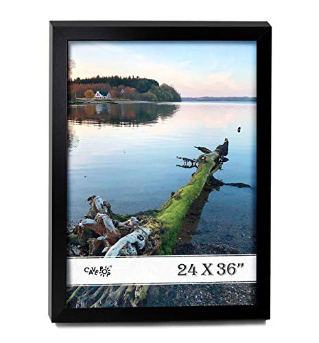 CAVEPOP 24\"X36\" Black Wood Picture Frame, Includes Wall Mount Hooks for Horizontal and Vertical Display, Photo Frame for Home & Office, Picture Frames Collage, Posters, Artâ€¦