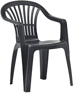 VTL® Dark Grey Plastic Garden Chairs Low Back Seat Patio Partying Camping Stacking