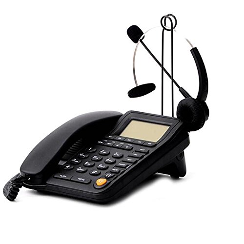 Hepester P-017Bn-2 Call Center Corded Phone With Headset Caller Id Speakerphone Home Office Landline Telephone #TOP2