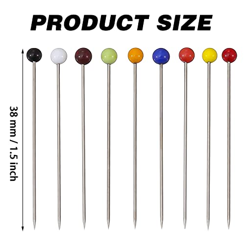 Sewing Pins, Sareal 250 Pcs Multicolor 38 Mm Long Straight Glass Head Pins, Quilting Pins For Dressmaker,Fabric, Jewelry Diy, Craft And Sewing Project #TOP1