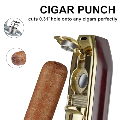 Encendedor de triple llama para cigarros con punzón y recargable miniatura 4