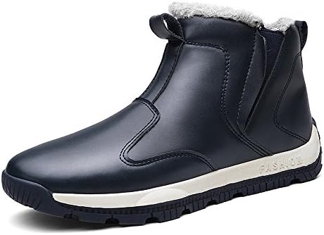 YIRUIYA Men's Leather Waterproof Winter Boots Fur Lined High Top Shoes