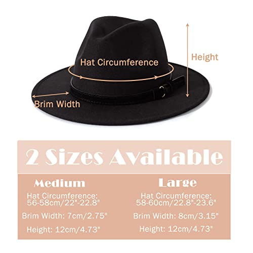 Image of Lisianthus Men & Women Vintage Wide Brim Fedora Hat | Classic Belt Buckle Decor, Adjustable Drawstring, Inner Breathable Sweatband, Timeless Style, Ideal for Travel & Daily