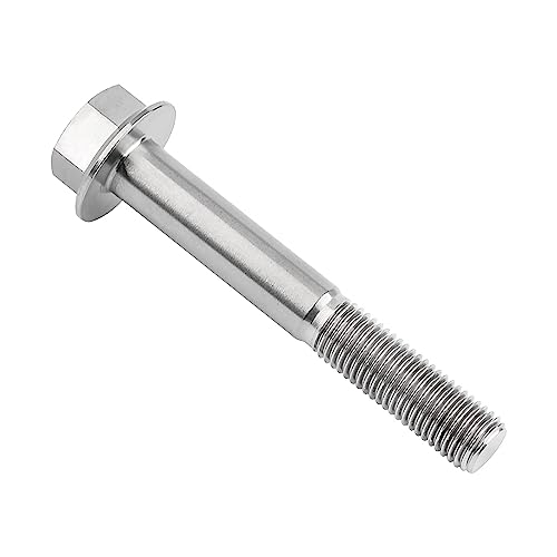 Image of Ti Screws M10 x 20 25 30 35 40 45 50 55 60 65 70 75 80 90 100mm 1.25 Pitch Titanium Flange Hex Bolt Pack of 4 (Silver, M10x70mm)