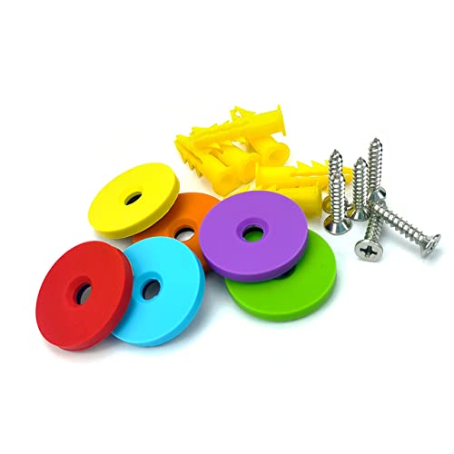 Kconn Powerful Neodymium Disc Magnets with Double-Sided Adhesive, Multicolor Silicone Coated Countersunk Hole Strong Permanent Magnets for Fridge, DIY, Craft and Office, 1.02 inch Diameter, Pack of 6