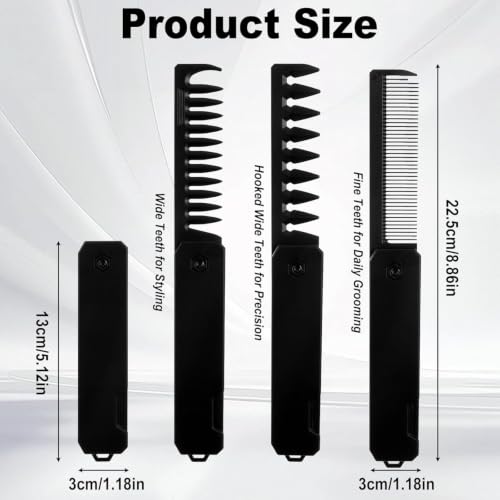LUMBER FASHION Folding Pocket Comb for Men, 2-in-1 Design, Pack of 1 - Image 3