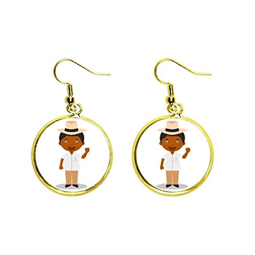 Pendientes de Cuba dorados estilo dangle con diseño de sombrero negro para mujer