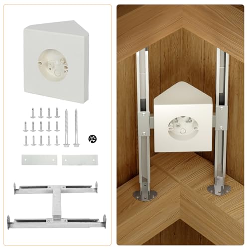Gtouse Ceiling Fan Box Mounting Bracket,14.5 Cubic-inches Adjustable Fan and Light Fixture Mounting Box, White Ceiling Fan Mount Box Bracket Kit for Cathedral Ceiling Angles of 80°or Up