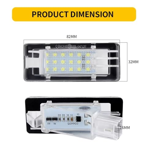 Luces de matrícula de alta visibilidad para Dacia Lodgy y Duster 12V pack de 2 6