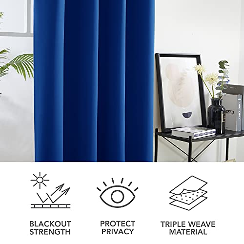 Image of Deconovo Ready Made Thermal Insulated Blackout Curtains Eyelet Blackout Curtains Kids Bedroom Ring Top Curtains for Kitchen Window 52 inchx 63 inch Blue 1 Pair