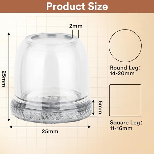 Euqvunn 18pcs Chair Leg Floor Protectors, Extra Small Floor Protectors for Furniture Legs, Stool Leg Covers with Felt Pads, Furniture Feet Caps for Protecting Floors from Scratches and Noise, 14-20mm - Image 6