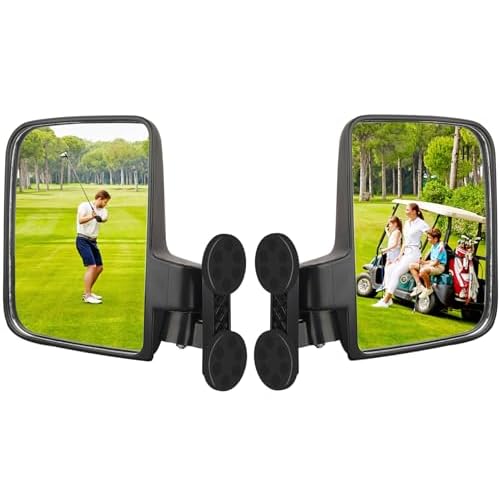 MUTUACTOR Universal Magnetic Tractor Mirrors, No Drilling, Non-slip Golf Cart Rear View Mirrors for John Deere, Kubota, Mahindra, Kioti, Forklift Tractor Accessories (1 Pair)