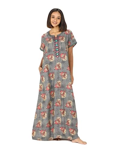 Image of Evolove Women's Viscose Liva Long Maxi Night Gown Nighty Dress with Pocket, Super Soft Comfortable (LNG-Rayon)