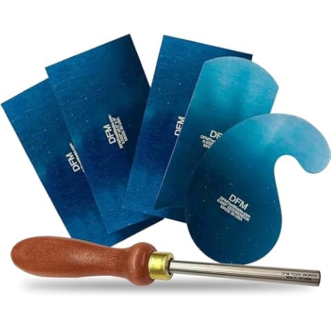 DFM Tool Works Woodworking Precision Bundle: Burnisher with Maple Handle, High Speed Steel Rod, 3 Blue Curved Cabinet Scrapers, 2 Premium Card Scrapers, Ideal for Woodworking Projects - Made in USA Cover