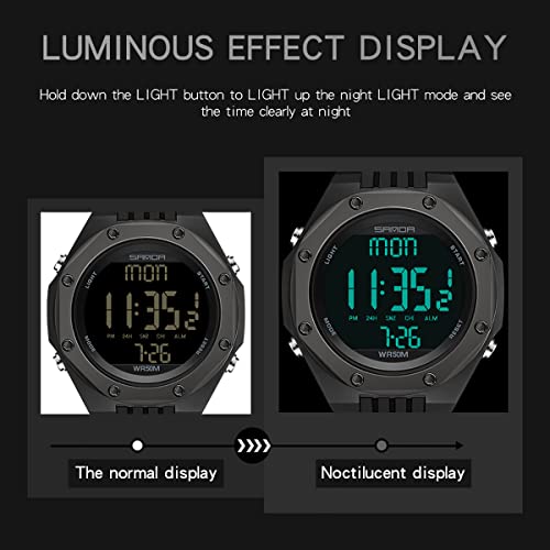 Gosasa New Sports Military Unisex Watches LED Electronic Digital Watch Calendar Stopwatch TPU Strap Week Display Quartz 50ATM Waterproof Wristwatch4