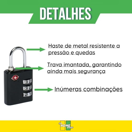 Cadeado De Segredo Código Tsa Personal Executive Haste Flexível Mala Mochila (Padrão)