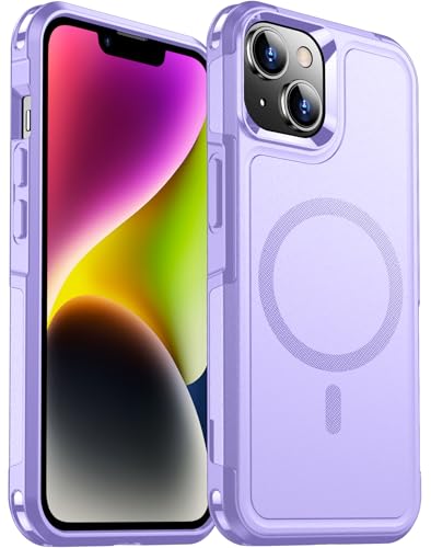 Coque violette pour iPhone 14 compatible MagSafe avec protection anti-choc
