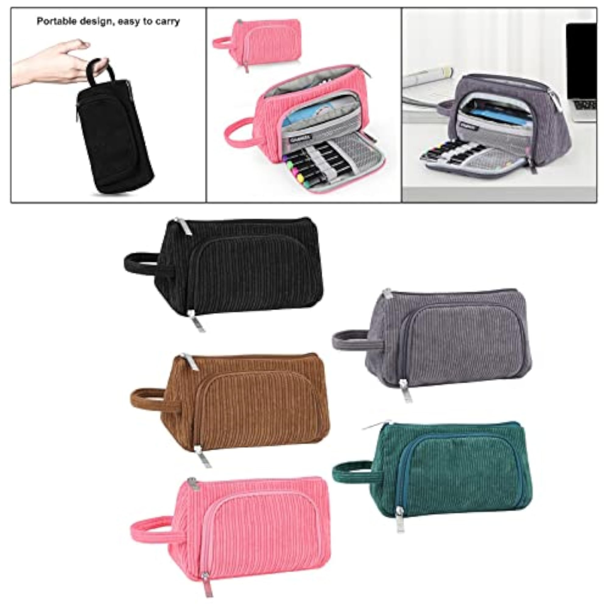 Corduroy Cosmetic Organizer, Portable Makeup Pouch