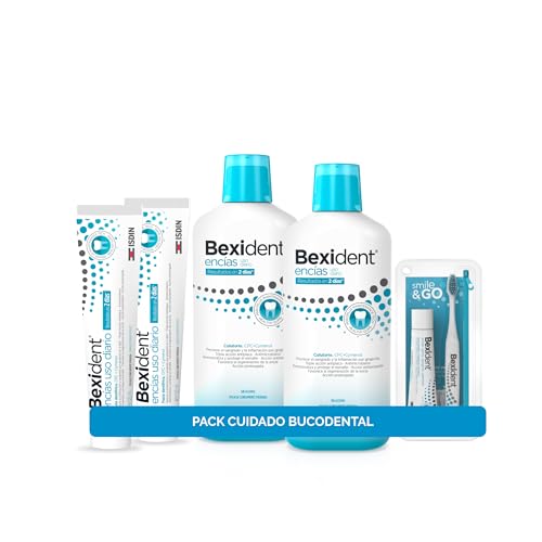 ISDIN Bexident PACK Oral Care - Encías Uso Diario Colutorio+Encías Uso Diario Pasta Dentífrica + Cepillo Smile&Go especial para Viaje