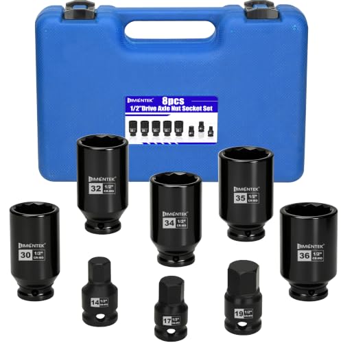 Image of 12 Point Axle Nut Socket Set 1 /2'' Drive Spindle Nut Socket Set, 8pcs Deep Impact Socket Set 14mm 17mm 19mm 30mm 32mm 34mm 35mm 36mm