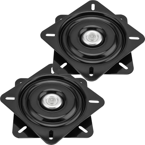 Image of HOZEON 2 Pack 6.5 Inch Bar Stool Swivel Plate, Square Swivel Stool Replacement, Heavy Duty Ball Bearing Swivel Base Mount Plate 360° Swivel Mechanism for Furniture, Boat Seat, Black