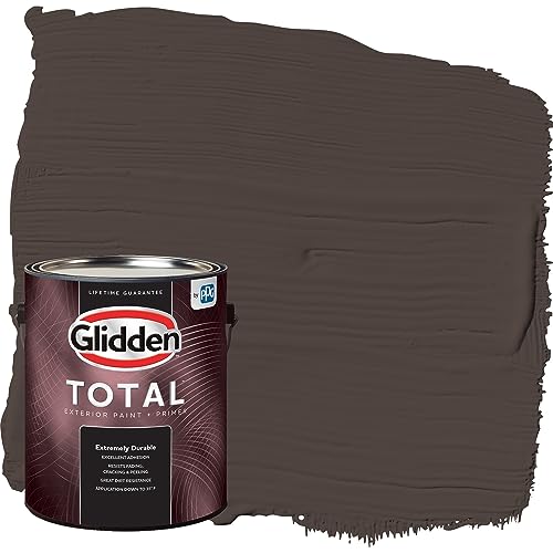 Glidden Total Exterior Paint & Primer All-in-One, Dark Granite/Black, Satin, 1 Gallon