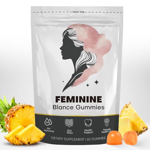 NUORA Feminine Balance Gummies for Womens Vegan Pineapple Flavor Vitamin C Enhanced pH Harmony & Daily Freshness Support Promotes Inner Confidence Digestive & Immune Wellness 60 Gummies
