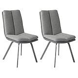 AltoBuy CALLOM - Lot de 2 Chaises Bi-Ton Grises avec sur-Coussin