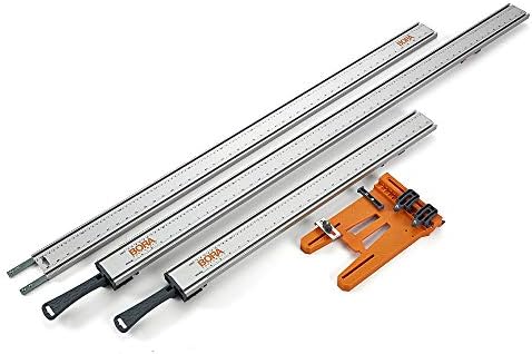 BORA 4-piece WTX Deluxe Set, Straight Cut Guide for Circular Saws, Includes 24-Inch & 50-Inch WTX Clamp Edges, 50-Inch Extension, Saw Plate, 545410