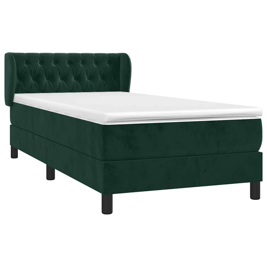 Samt verstellbares Kopfteil Boxspringbett Grün 90 x 190 cm