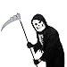 Skeleteen Scythe Staff With Skulls - Grim Reaper Death Scythe Costume Accessories Weapon Prop