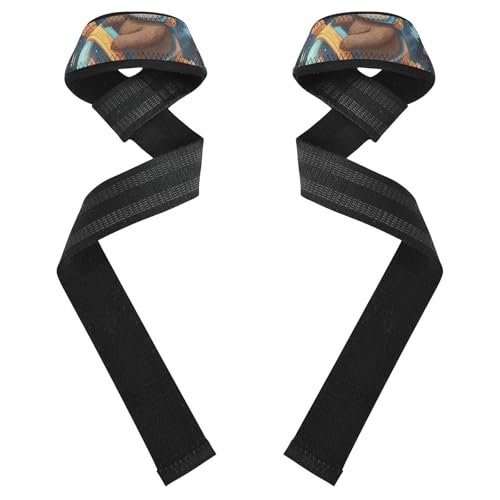 Nander Cute Astronaut Raccoon Wrist Straps for Weightlifting,Lifting Straps with Neoprene Cushioned Wrist Padded and Anti-Skid Silicone for Strength Training,Bodybuilding,Deadlifting