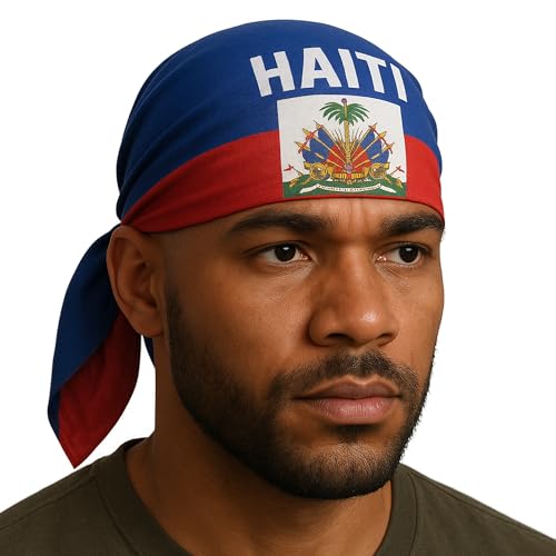 SUNRIBE Haiti Flag Bandana – Caribbean Headwrap for Men & Women – Haitian Pride Scarf – National Headband for Carnival, Festivals, Cultural Events, Parades, Patriotic Celebrations & More
