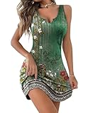 Ekouaer Women's Tank Nightgown V Neck Sleepshirts Soft Sleeveless Chemise Nightdress S-XXL, Green Floral, Medium