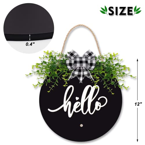 Interchangeable Welcome Sign For Front Door Wooden Seasonal Welcome Sign Rustic Round Hello Sign Front Door Decor Farmhouse 12 Inches With 12Pcs Decorations For Back To School Fall Season Gifts(Black) #TOP5