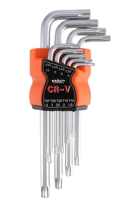 KROST 9-Pieces Torx/Star Allen Key Set with Hole, Star Key Wrench Set (T10 - T50) (Medium)