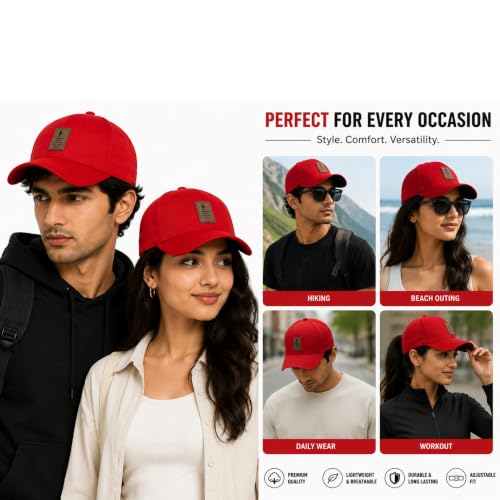 Image of Cap for Men Women Topi Unisex Head Branded Boy's Girl's Caps Adjustable Strap Summer Sports Cricket Gym Dance Cotton Free Size