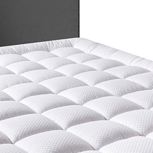 DOMICARE Queen Mattress Pad Cover - Cotton Down Alternative Quilted Pillowtop Mattress Pad with Deep Pocket (8"-21") - Hypoallergenic Overfilled Cooling Fitted Mattress Topper