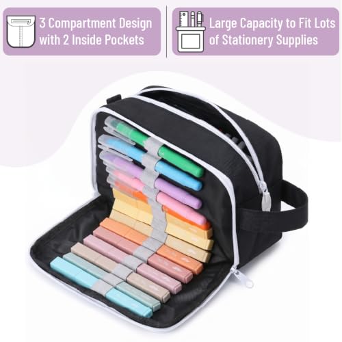 Image of Mr. Pen- High Capacity Pencil Case, Large Pencil Pouch with 3 Compartments and 2 Pockets, Large Pencil Bag with Smooth Zipper, Cute Pencil Case Pouch Organizer, School Supplies for Teens