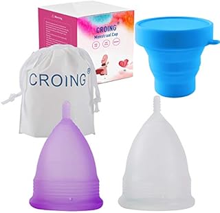 CROING Reusable 2 pcs Menstrual Cups with 1 pc Silicone Cup and 1 pc Storage Bag , Period Cup