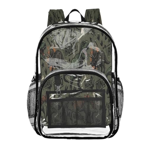 Mochila transparente de dinosaurio con múltiples bolsillos que soluciona el orden escolar