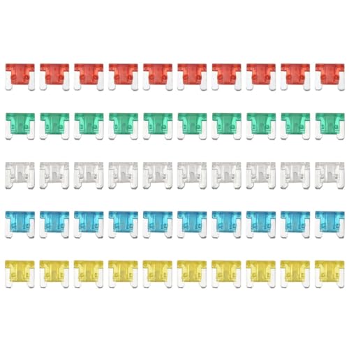 Set de 50 fusibles mini de perfil bajo para auto, camión y RV, con amperajes 10, 15, 20, 25 y 30 AMP miniatura 2