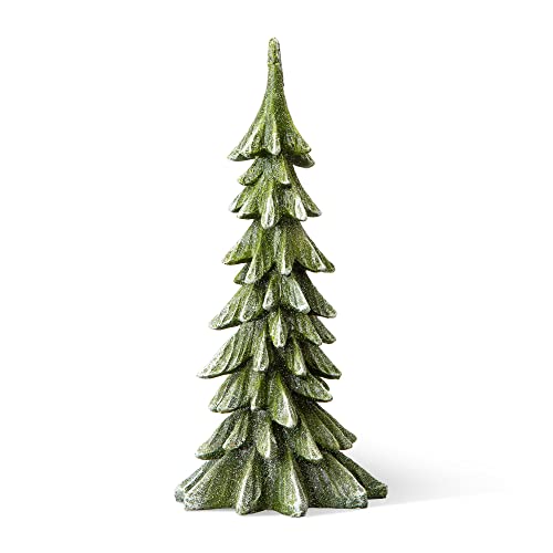 Image of Glitzhome 14.75 inch H Tabletop Christmas Tree, Artificial Resin Tree Mini Christmas Trees for Home Standing Tree Party Desktop Decoration