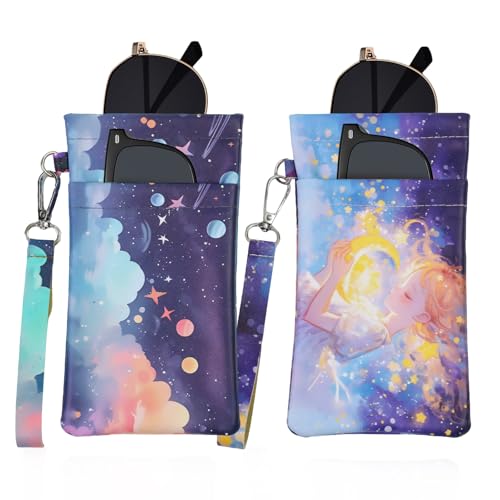 Image of Double Eyeglass Case Soft Dual Glasses Case for Women Men Travel Squeeze Top Sunglasses Cases Eyeglasses Pouch