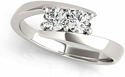 JewelMore Two-Stone Forever Us Ring 1/2 ct tw Diamonds 14K White Gold IGI USA Certified (H-I / I1-I2)