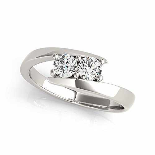 Jewelmore Two-Stone Forever Us Ring 1/2 Ct Tw Diamonds 14K White Gold Igi Usa Certified (H-I / I1-I2) #TOP3