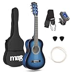 MAX SoloArt Junior 1/4 Size Acoustic Guitar for Beginners - Nylon String Classical Children's Guitar, Ideal First Musical Instrument, Gentle on Fingers, Blue Finish
